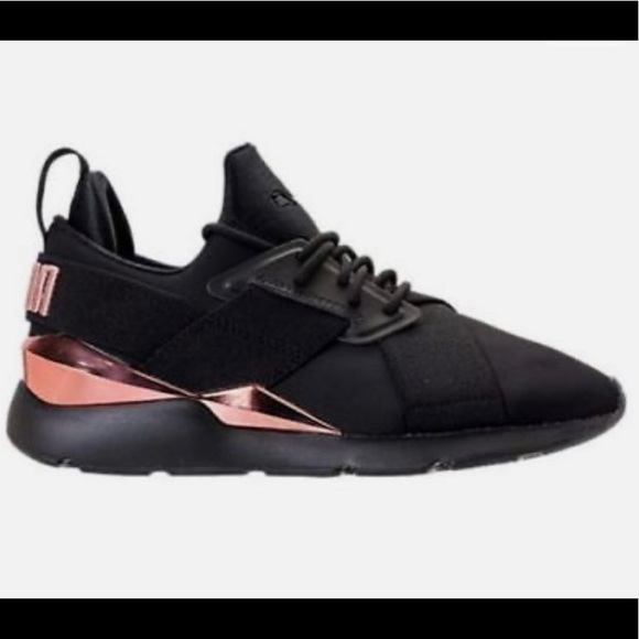 Puma Shoes - AUTHENTIC Puma Muse Metallic Puma Black Rose Gold Gym